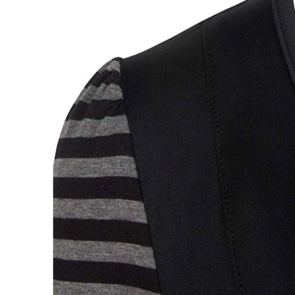 V-Neck Henley Striped Sleeves S/L/XL - Picture 3 of 10